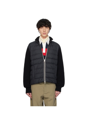 Moncler Black Padded Cotton Zip-Up Down Jacket