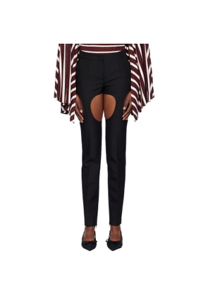 Pushbutton Black Cutout Point Skinny Trousers