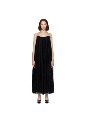 TOTEME Black Floral Tulle Midi Dress