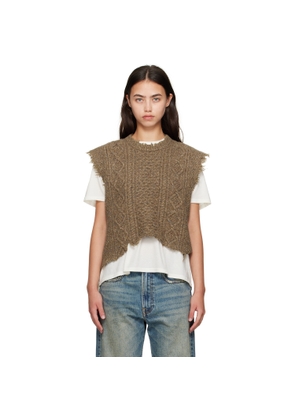 R13 Brown Wool Boyfriend Cable Sweater Vest