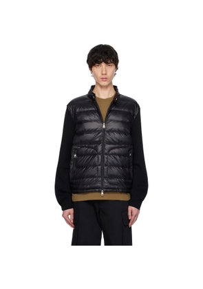 Moncler Black Padded Wool Zip-Up Down Jacket