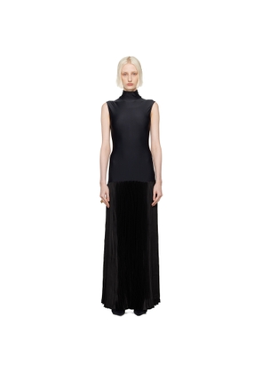 ALAINPAUL Black Plissee Maxi Dress