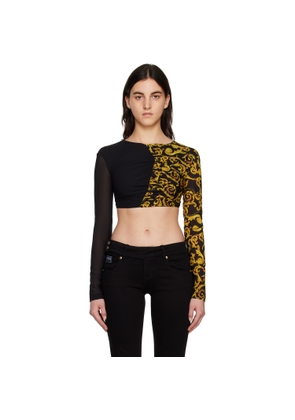 Versace Jeans Couture Black & Yellow Cropped Blouse