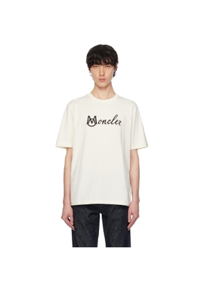 Moncler Off-White Embroidered Varsity Logo Cotton T-shirt
