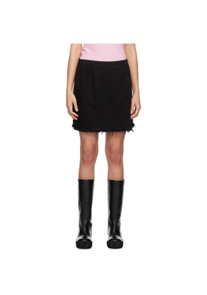 Raf Simons Black Frayed Denim Miniskirt