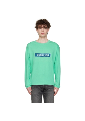 SEEKINGS Green Cotton Long Sleeve T-Shirt