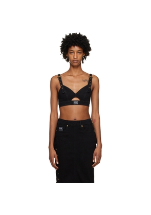 Versace Jeans Couture Black Crop Denim Tank Top