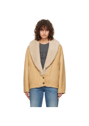 Golden Goose Tan Shawl Collar Shearling Jacket