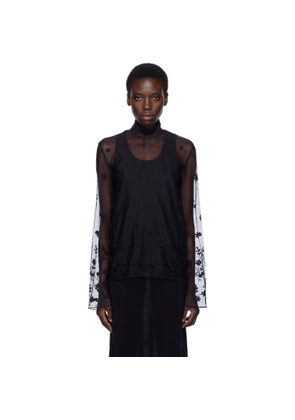 TOTEME Black Floral Tulle Blouse