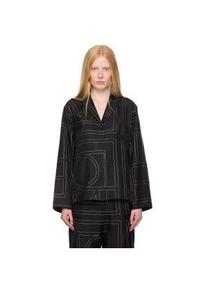 TOTEME Black Monogram Silk Shirt