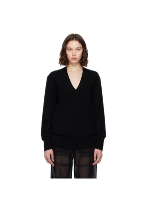 TOTEME Black Cashmere V-Neck Knit Sweater