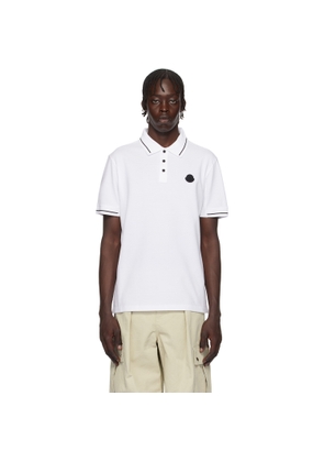 Moncler White Logo Patch Cotton Polo