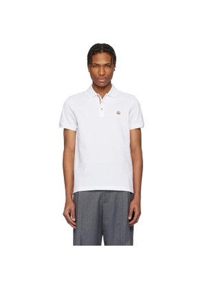 Moncler White Logo Patch Cotton Polo