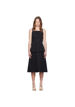 Jil Sander Black Square Neck Midi Dress