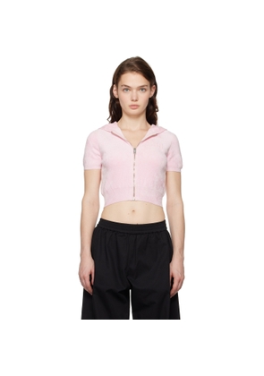 alexanderwang.t Pink Cropped Zip-Up Hoodie