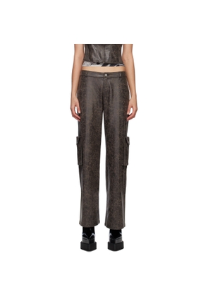 Miaou Brown Elias Faux-Leather Trousers