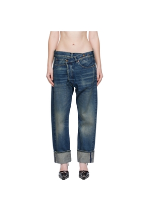 R13 Blue Cuffed Crossover Jeans