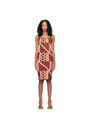 Ahluwalia Brown & Orange Taffi Midi Dress