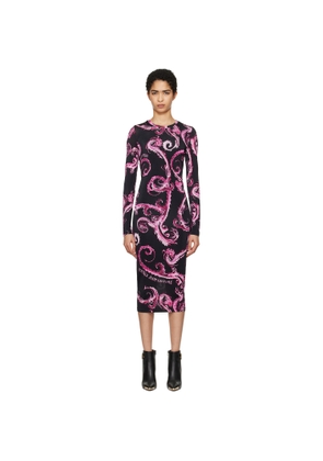 Versace Jeans Couture Black Chain Couture Midi Dress