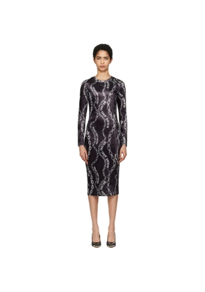 Versace Jeans Couture Black Chain Couture Velvet Midi Dress