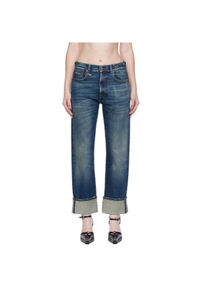 R13 Blue Cuffed Romeo Jeans