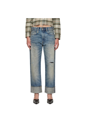 R13 Blue Cuffed Boyfriend Jeans