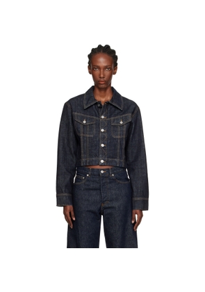 Victoria Beckham Navy Cropped Denim Jacket