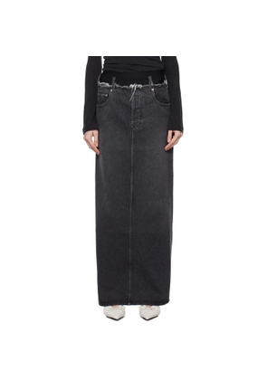 ALAINPAUL Gray Frayed Edge Denim Maxi Skirt