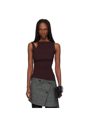 Courrèges Burgundy Oblique 90's Rib Tank Top