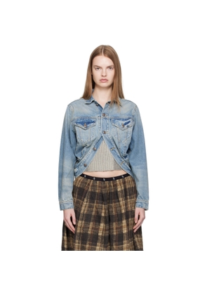 R13 Blue Wrap Around Denim Trucker Jacket