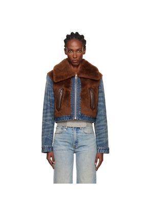 R13 Brown & Blue 'Denim Fur' Jacket