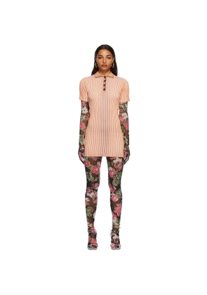 SHUTING QIU Orange & White Rib Knit Mid-Length Dress