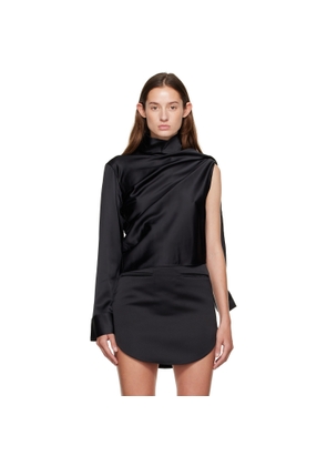 Courrèges Black Off-Shoulder Satin Blouse