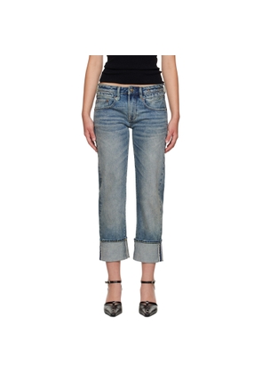 R13 Blue Cuffed Boy Straight Jeans