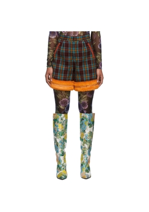 SHUTING QIU SSENSE Exclusive Burgundy & Orange Tailored Faux-Fur Shorts