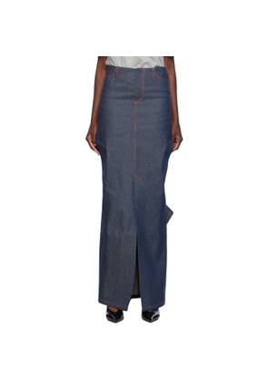 Meryll Rogge Navy Vented Denim Maxi Skirt