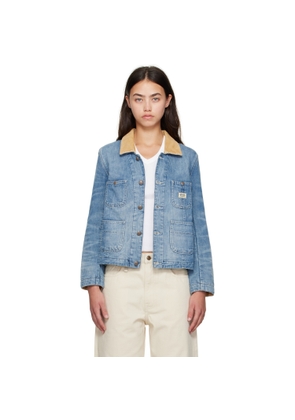 R13 Blue Cropped Denim Chore Jacket