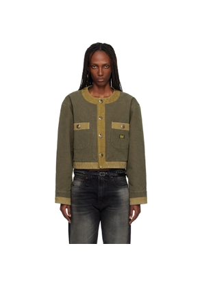 R13 Khaki Cord Trimmed Cropped Chore Jacket