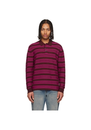 Wales Bonner Burgundy & Pink 'The Billie Knit' Polo