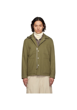 Moncler Khaki Guerledan Hooded Cotton Shirt Jacket