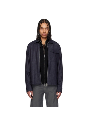 Moncler Blue Long Sleeve Zip-Up Denim Jacket