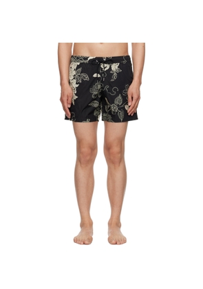 Moncler Black Floral Print Swim Shorts