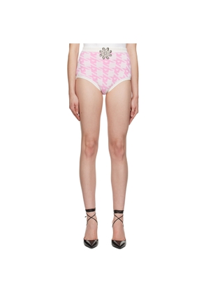 AREA Pink & Off-White Mussel Flower Hot Shorts