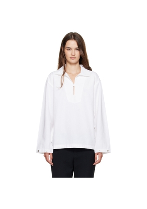 Victoria Beckham White Tab Detail Denim Blouse