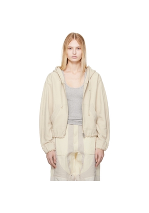Moncler Genius Moncler x Willow Smith Beige Zip-Up Eyelet Cotton Hoodie