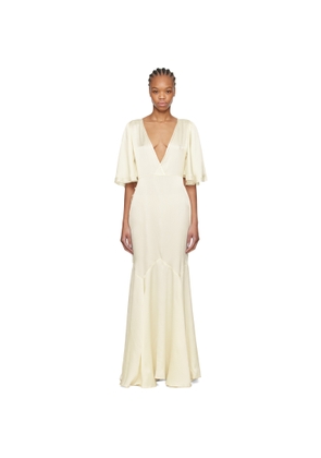Bode Off-White Satin Claret Maxi Dress