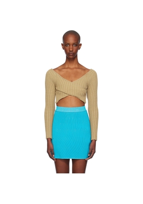Isa Boulder Beige Crossed Sleeves Sweater