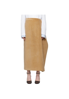 MARIE ADAM-LEENAERDT Beige Oversized Straight Midi Skirt