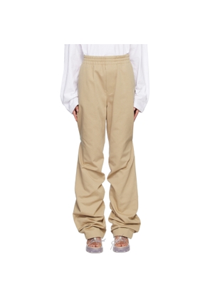 We11done Beige Banded Shirring Trousers