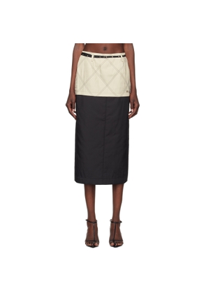 Kijun Beige & Black Quilted Midi Skirt